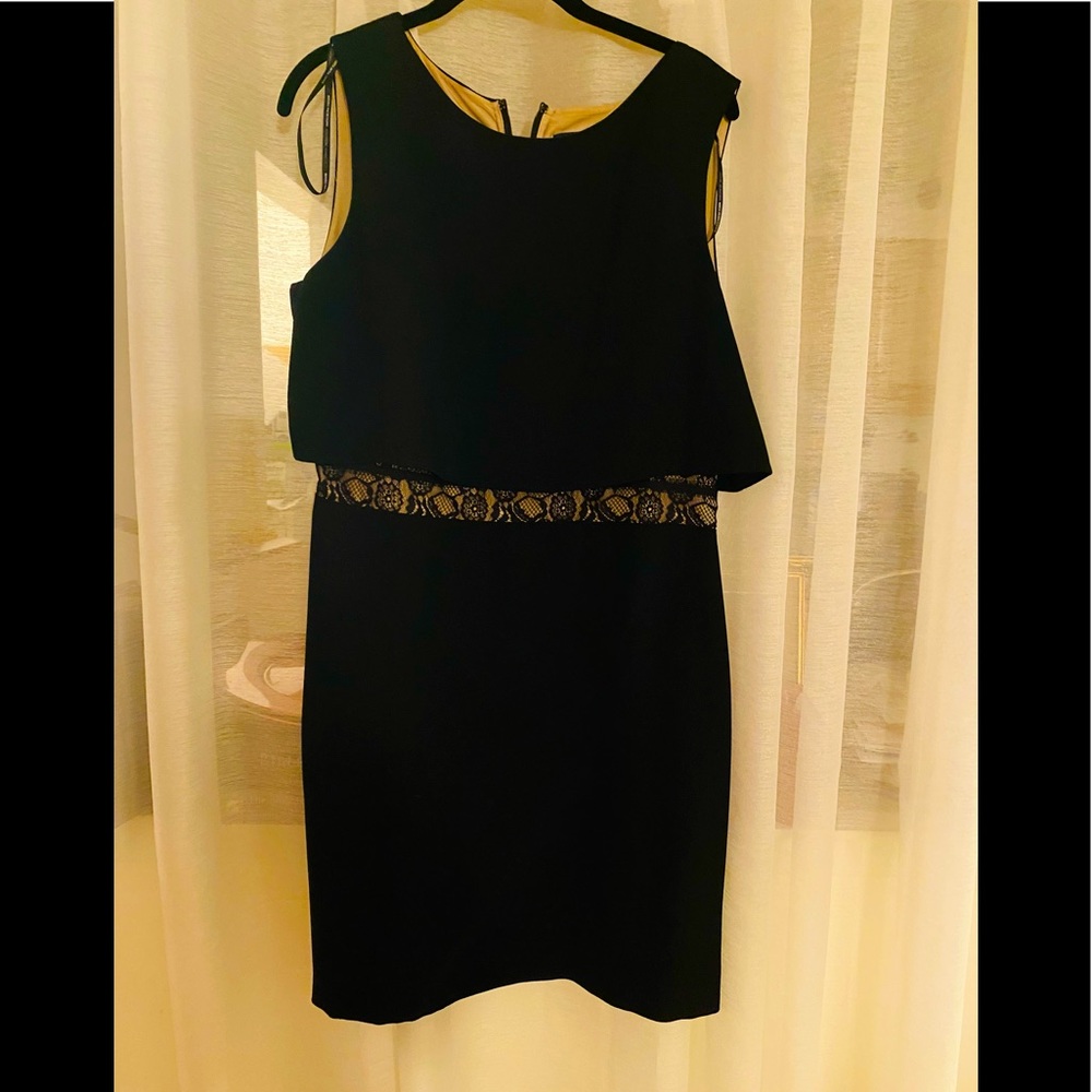 ~SALE~ ANDREW MARC NEW YORK BLACK NUDE DRESS FULLY LINED SIZE 12